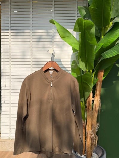 Rahat Kalıp Pamuklu Sweatshirt | Yaka Fermuarlı Mevsimlik Konfor