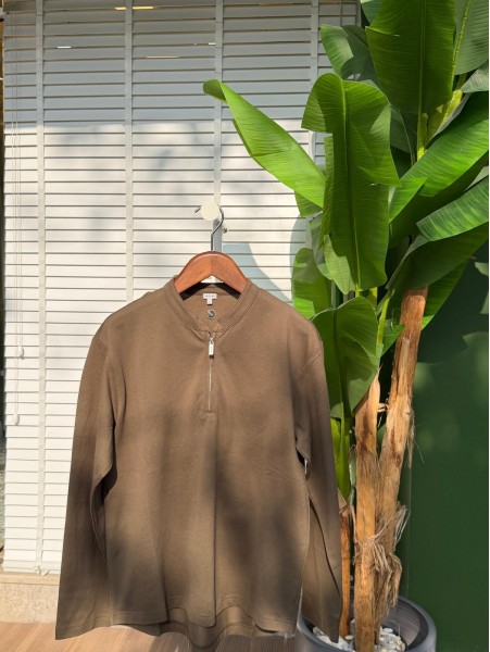 Rahat Kalıp Pamuklu Sweatshirt | Yaka Fermuarlı Mevsimlik Konfor